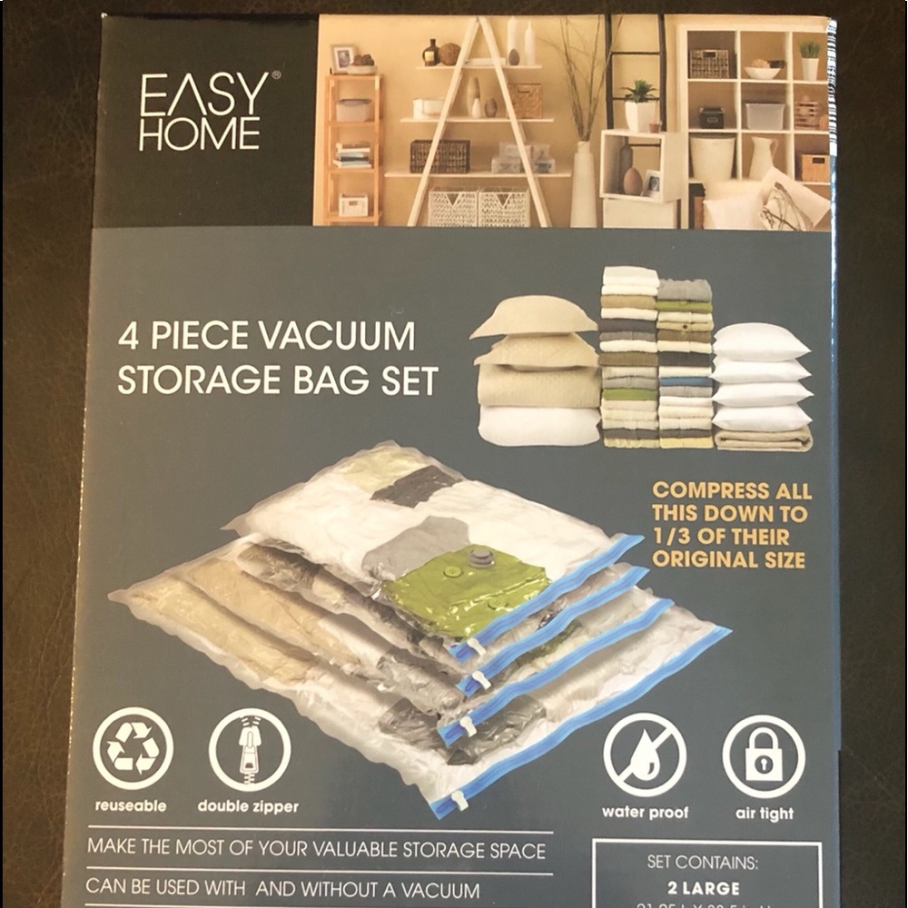 New in Box EASY HOME 4 Piece Vacuum Storage Bags